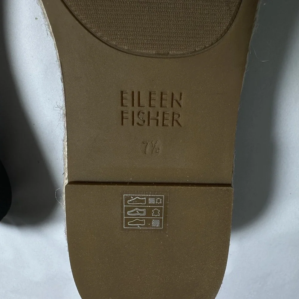 Eileen Fisher Mews Mesh‎ Slip On Espadrille Sandals Women's Sz 7.5 Black Elastic